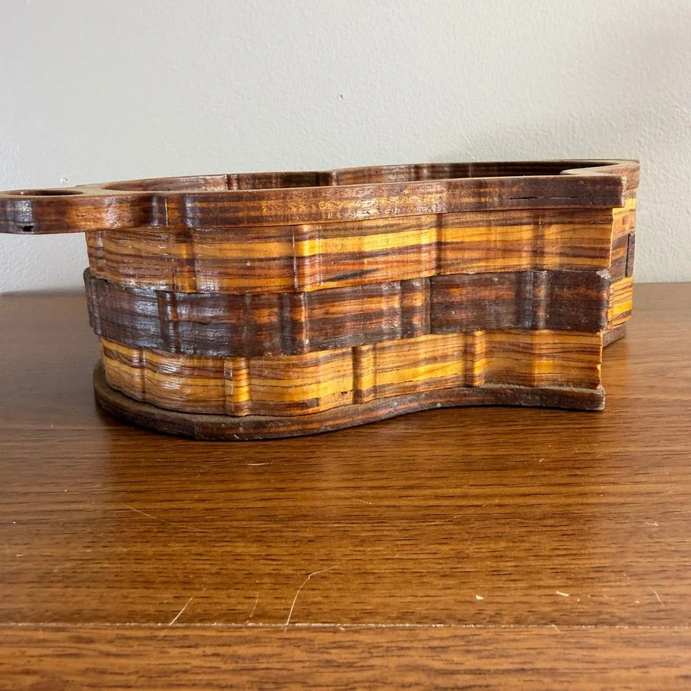 Vintage Handcrafted Wood Bowl Rustic Centerpiece Fruit Catchall Decor